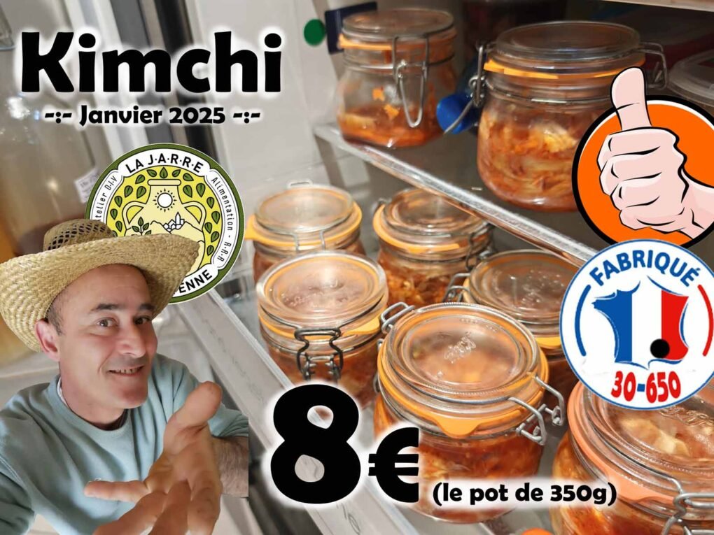 Le Kimchi de la JARRE, non pas conservé dans une Jarre de fermentration mais ici en bocaux de 350ml propice à la vente au sein de l'association La JARRE Écocitoyenne