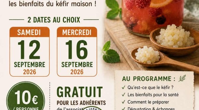 Atelier KÉFIR samedi 12 septembre 2026 et Mercredi 16 Septembre 2026 – Association La JARRE de Rochefort du Gard